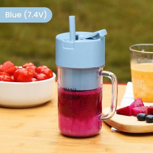 휴대용 전기 착즙기 스테인리스 스틸 블레이드 주스 컵 과일 자동 스무디 믹서기 주방 도구 블루 핑크 그린, 02 Pink 3.7V