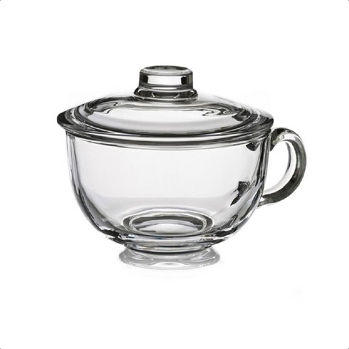 강화 유리 스프볼 투명 그릇 손잡이볼 위생 뚜껑 머그 450ml 세트, 1개