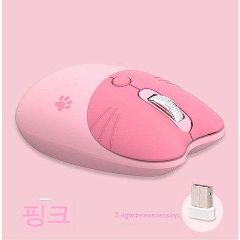 YJQ 듀얼 모드 마우스 2.4g 무선 마우스 블루투스 마우스 귀여운 만화 마우스 인체 공학적 3D 오피스 마우스 선물 PC 태블릿, 2.4G-Pink, 하나