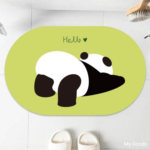 마이굿즈 빨아쓰는 흡수력 좋은 발매트 논슬립 규조토 현관 욕실 싱크대 화장실, 그린 팬더 40×60cm, 1개