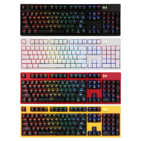 앱코 K660 축교환 완전방수 카일광축 레인보우 LED 게이밍 키보드, 옐로우 리니어