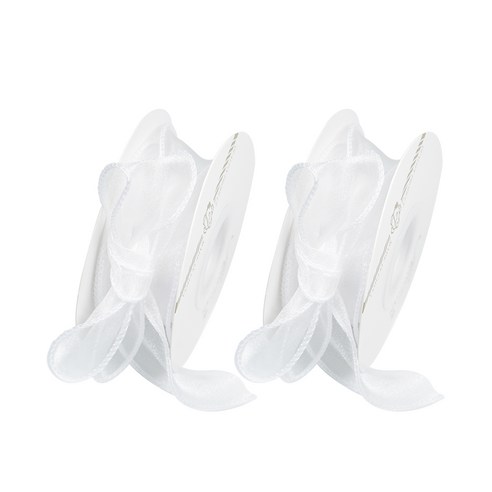 디어플레이스 쉬폰 리본끈 오간디 포장끈 4cm, 2개, 9m, 04 화이트