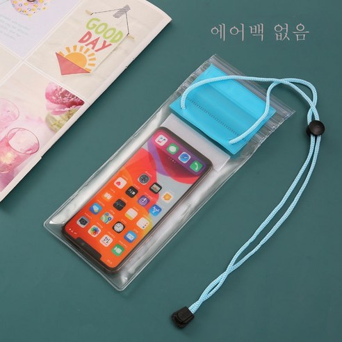 ZZJJC 휴대폰 방수팩 에어백 플로팅 방수커버 터치 투명 헹굼유동 수영 잠수 대형 스크린이 통용되다., 순수한 색상 - 에어백 모델, 평범한 끈