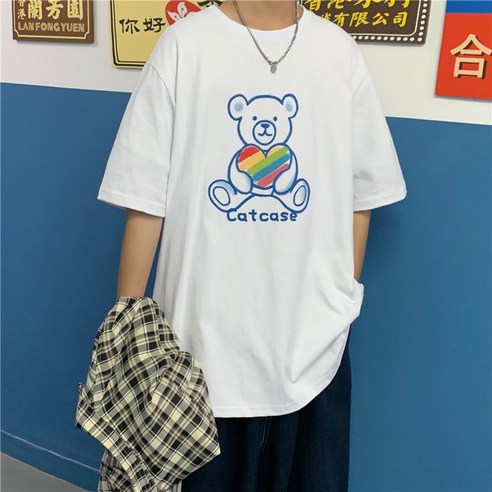 야미상 | 프린트티셔츠 남성 미나토 루즈핏 반팔상의 여름한류 티셔츠