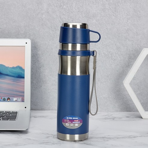 ZZJJC 아이디어 보온병 아이디어 텀블러 아웃도어 보온병, 푸른 색, 500ml