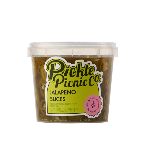 피클피크닉 할라피뇨 피클 무설탕 수제피클 Pickle Picnic Co. JALAPENO SLICES No Sugar Added, 1개, 650ml