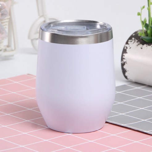 swig 계란 껍질 컵 스테인리스강 U형 계란 컵 이중 진공 배 큰 컵 와인 컵 선물, 백색, 12oz