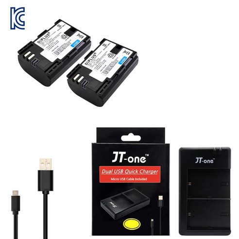 상세설명참조 LP-E6N 호환배터리 USB충전기 EOS 6D 7D 80D, 듀얼충전기1개 호환배터리2개 세트