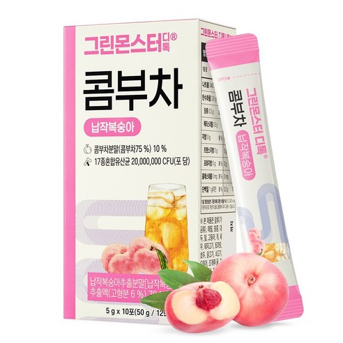 복숭아 향기의 시원한 즐거움: 그린몬스터 디톡 콤부차 납작복숭아