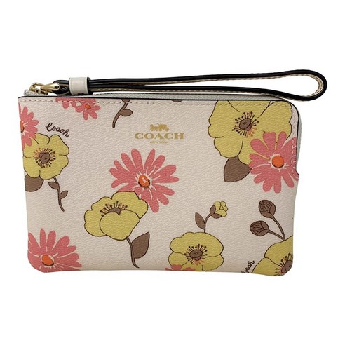 코치숄더백 코치 코너 지퍼 팔찌 꽃 클러스터 프린트 스타일 번호 CH647 초크 멀티.