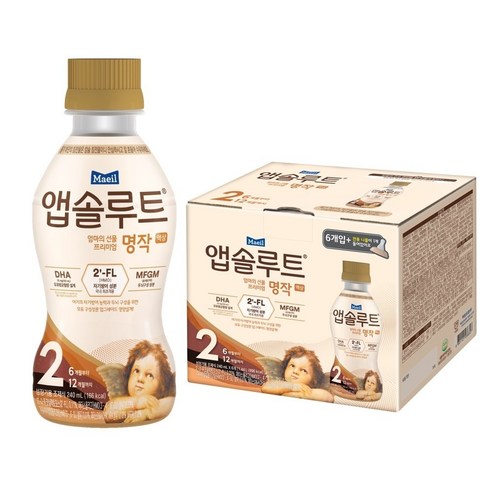 매일유업 앱솔루트 명작 2FL 액상 분유 2단계 240ml x 6입 + 니플 세트 240ml 6개, 옵션1 – 매일유업 앱솔루트 명작 2FL 액상 분유 2단계 240ml x 6개 + 니플 세트 240ml 6개, 옵션1 액상분유니플