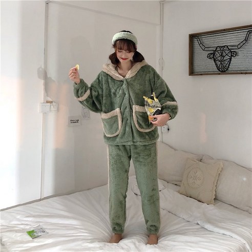 벨벳 귀걸이 후드 잠옷 패밀리 잠옷
