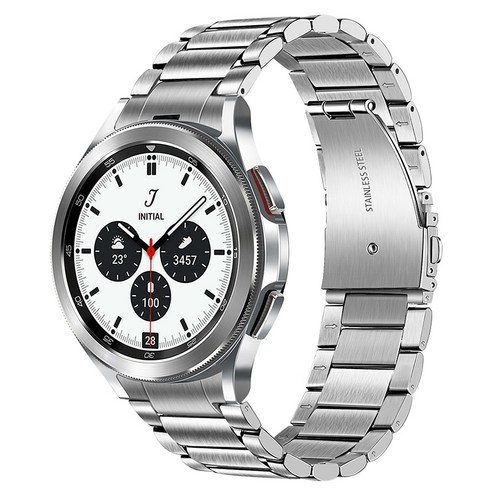 TRUMiRR No Gap Solid Stainless Steel Band for Samsung Galaxy Watch 4 Classic 42mm Black Silver