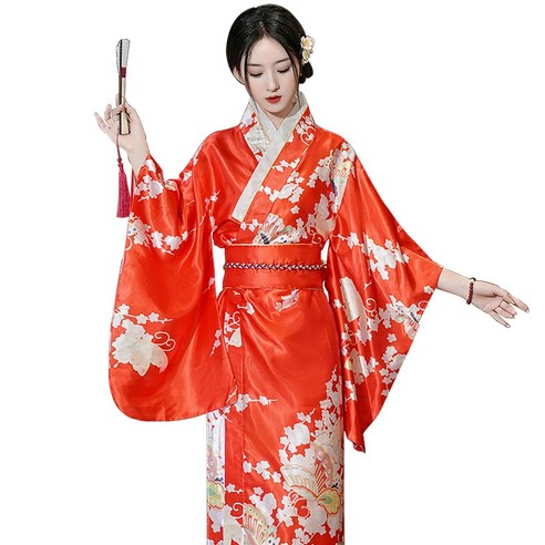 여성 일본 전통 기모노 유카타 개량 의상 여행 졸업 사진 민속 한복 치마 드레스 롱 스커트 반티 코스프레 자수 동양 플라워 F-6014 - 코스튬 | 쿠팡