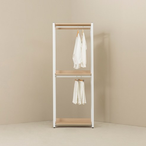 상일리베가구 아이언 드레스룸 800 2단 행거형, 화이트오크