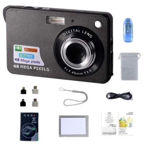 입문용 디카 카메라 브이로그 소형 미니 디지털, 16G, 블랙