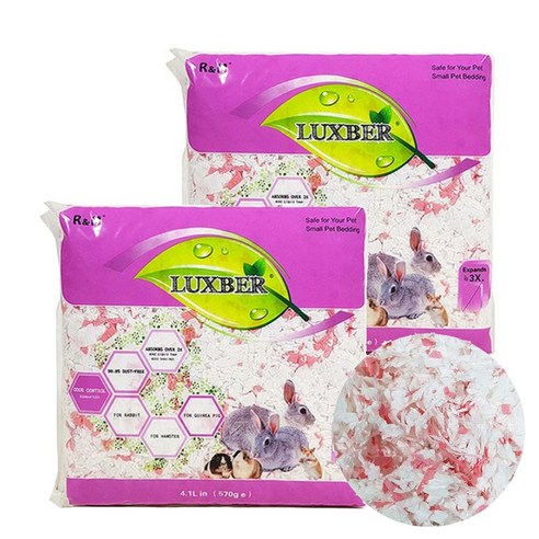 럭스버 소동물 종이베딩 핑크, 4.1L, 2개