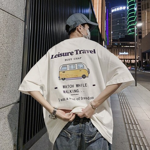 KORELAN 한 문예 남자 반팔 티셔츠