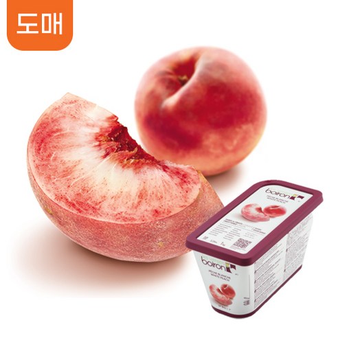 [도매]제원-브아롱 화이트복숭아퓨레 1kg x 6개묶음 (화이트피치), 6kg[아이스박스포함]