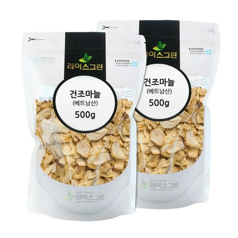 라이스그린 건조마늘 1kg 건마늘 말린마늘 건조야채 마늘칩, 2개, 500g