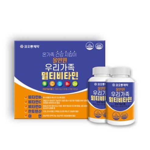 코오롱제약 올인원 우리가족 멀티비타민 900mg x 120정 4개월분, 2박스, 60정 종합비타민