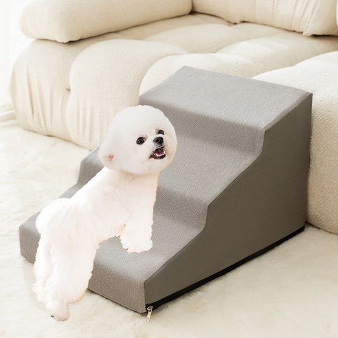 로딩 강아지 물결계 논슬립 애견 펫스텝, 그레이무지