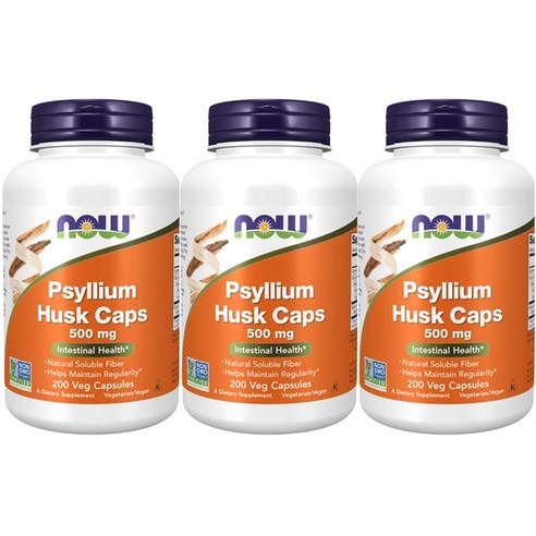 Now Foods 실리엄 허스크 500mg 베지 캡슐, 200개입, 3개