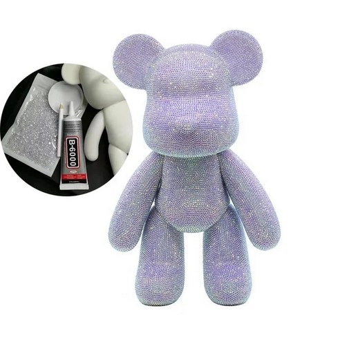 오브제 DIY 셀프 접착 크리스탈 곰 피규어 라인스톤 폭력적인 반짝이 베어브릭 장난감 장식 선물, 41) jelly purple - 8cm