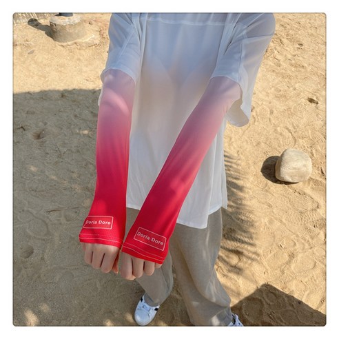 아이스 슬리브 자외선 차단제 팔 소매 얇은 귀여운 조커, 모션 DD 그라디언트 레드, 평균 코드