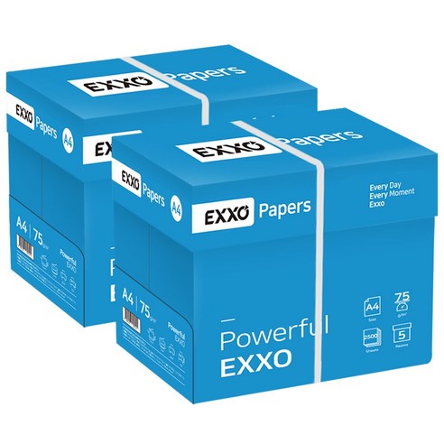 엑소(EXXO) A4 복사용지(A4용지) 75g 2BOX(5000매), 5000매 
학용품/수업준비