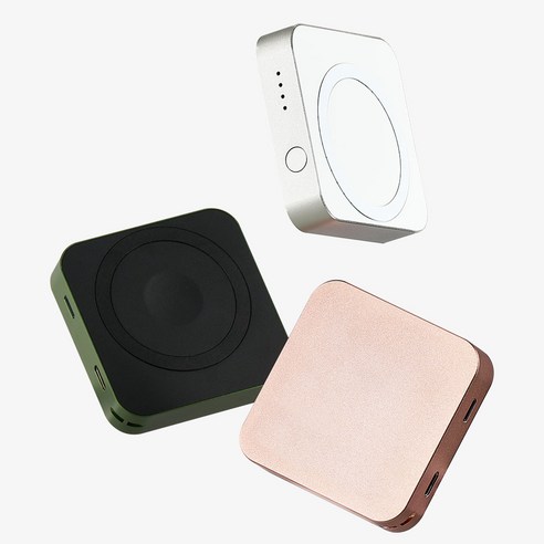 모노트 3in1 무선충전 메탈 미니 맥세이프 보조배터리 5000mAh MPB301 아이폰 애플워치, 그린(green)
