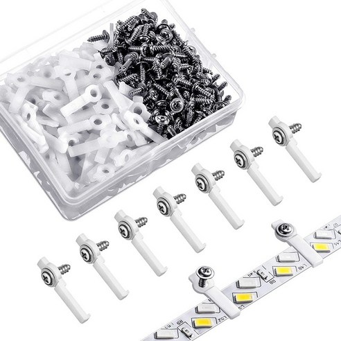300 조각 LED 가벼운 스트립 장착 브래킷 고정 클립 1 측면 고정 클립 조각 포함 10mm 와이드, 하나, 하얀