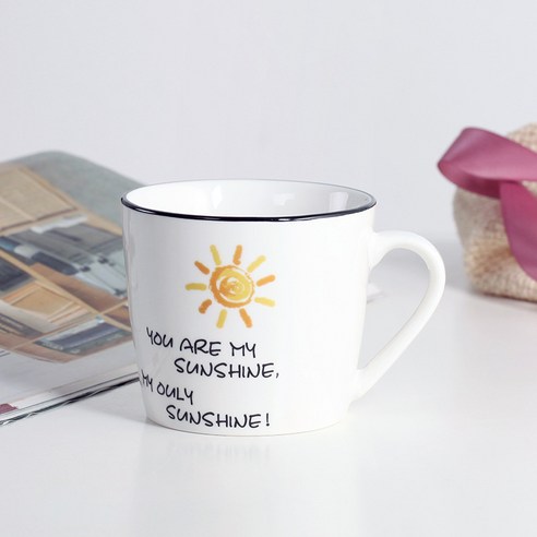 DFMEI.커피 잔.Mug cup크리에이티브 세라믹 머그잔 트렌드 커플 물컵 가정용 커피잔 남녀 찻잔 아침식사 잔입니다., 200ml., DFMEI.밝은 흰색 - 작은 일요일
