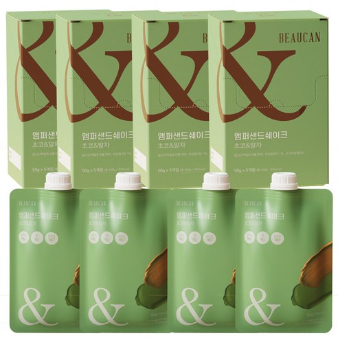 앰퍼샌드 식사대용 단백질 쉐이크 식물성 분리 유청 보충제 파우치 초코&말차, 50g, 20개