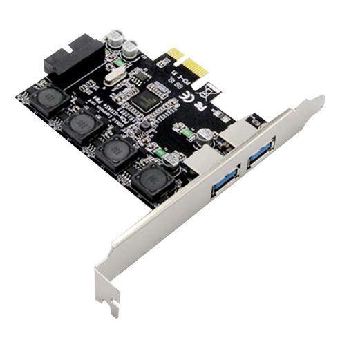 AFBEST PCIE - Windows Server XP Vista 7 8 8.1 10용 1X 19Pin USB 3.0 헤더 및 2X 포트 카드, 블랙 & 실버