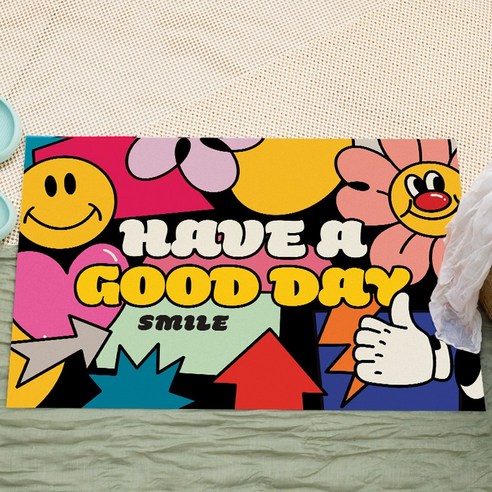 세어구트 굿스마일 빨아쓰는 규조토 발매트 40*60cm, HAVE A GOOD DAY_colorful