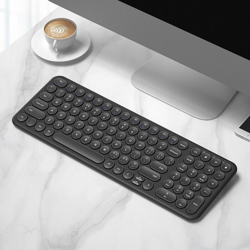 [시요] 2.4G 무선 자동 키보드 인체 공학적 마우스 라운드 keycap 키보드 게임 마우스 맥북 프로 노트북 컴퓨터 키보드 마우스, keyboard black, 하나, 하나