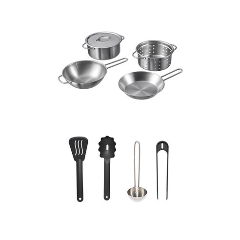 어린이 주방놀이 냄비와 조리도구 세트 – 아기 요리 장난감, 둑티그 스타일 소꿉놀이 역할놀이용, 1개 원목주방놀이