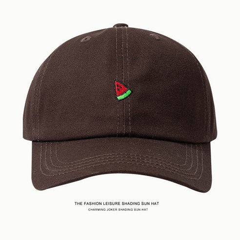 일본식 레트로 스트리트 헤비 수박 수 놓은 모자 여성 아메리칸 스타일 소프트 탑 패션 브랜드 캐주얼 툴링 야구 모자 남성, 수박 오리 혀 커피