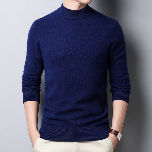 Mao남자 스웨터 남자 두꺼운 단색 절반 터틀넥 풀오버 패션 스웨터 긴 소매 셔츠 패션