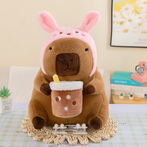 스토리원 7가지 카피바라 인형 동물 봉제 애착 선물 ST-TOY-017, 1개, 핑크토끼, 23cm