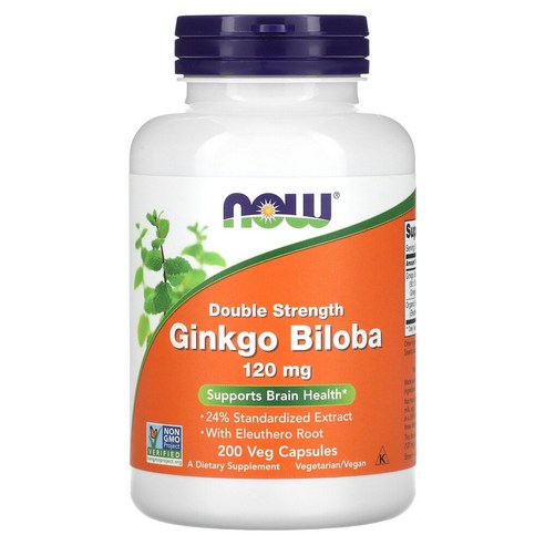 건강한 NOW Foods 은행나무 더블 스트렝스 120mg 베지 캡슐 200정, 1개