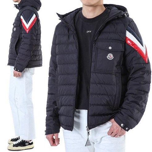 몽클레어 BERARD 로고패치 배색 구스다운 후드 패딩점퍼/1A00012 54A81 999