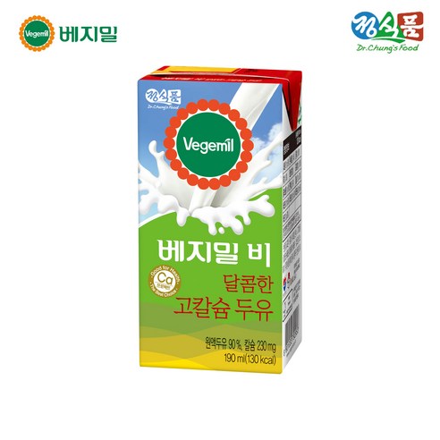 베지밀 비 달콤한 고칼슘 두유, 190ml, 48개