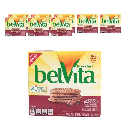 Belvita 브렉퍼스트 비스킷 시나몬 브라운 슈가 홀 그레인 5개입, 250g, 9개