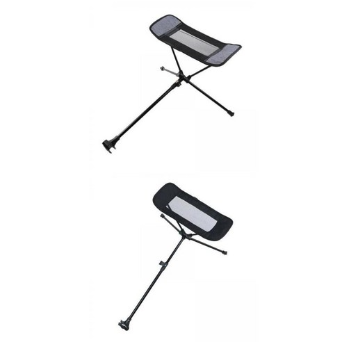 2Pcs 야외 의자 발판 휴대용 의자 캠핑 안락 의자 게으른 발 끌기, 검은 색, 42x32cm, 알루미늄 합금