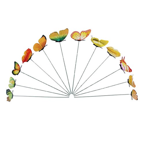 12pcs 나비 장식 정원 장식품 풍경 사진 소품, 옐로우, 설명, 플라스틱