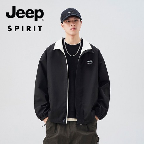 JEEP SPIRIT 남성 바람막이 리버시블 재킷 남자 데일리 아웃도어 집업 캐주얼 패션 JPHJ08AJ24-7908 파타고니아블랙홀기어