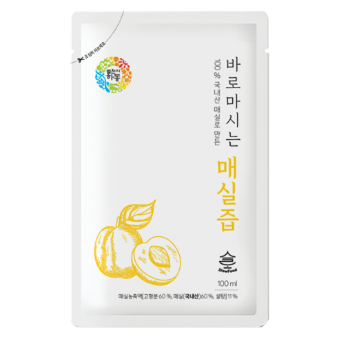 슬로푸드 바로 마시는 매실즙 매실차 매실주스, 100개, 100ml 
건강즙/음료