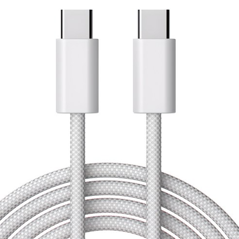 굿밸류 C타입-C타입 컬러 웨이브 PD 60W 고속충전케이블, 화이트, 1개, 1m